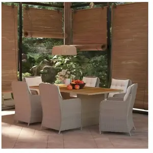 vidaXL Ensemble à dîner de jardin 7 pcs Résine tressée MarronVendu parcarrefour