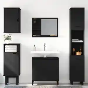 vidaXL Miroir de salle de bain Noir 60x10,5x45 cm Aggloméré pas cher