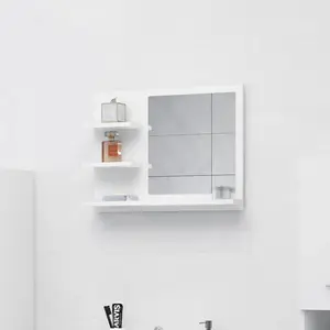 Comparateur de prix : Vidaxl - Miroir de salle de bain blanc 60x10,5x45 cm bois d'ingénierie