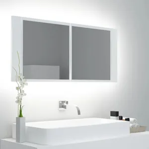 Comparateur de prix : vidaXL Armoire salle de bain à miroir LED Blanc 100x12x45 cm Acrylique
