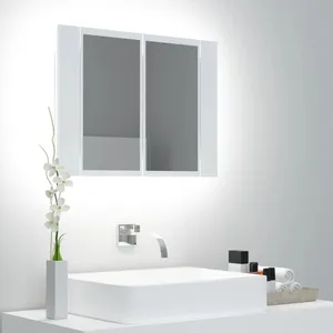 Comparateur de prix : vidaXL Armoire salle de bain à miroir LED Blanc 60x12x45 cm Acrylique
