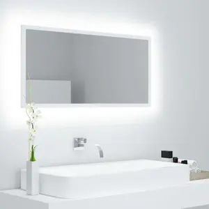 vidaXL Miroir à LED de salle de bain Blanc 90x8,5x37 cm Acrylique pas cher