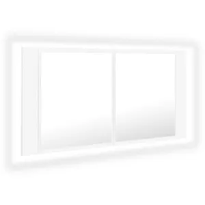 vidaXL Armoire salle de bain à miroir LED Blanc 90x12x45 cm Acrylique pas cher
