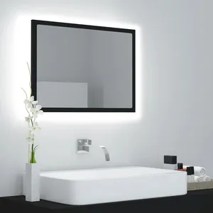 vidaXL Miroir à LED de salle de bain Noir 60x8,5x37 cm Acrylique pas cher