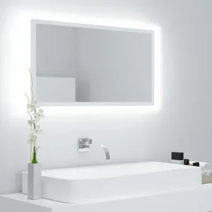 vidaXL Miroir à LED de salle de bain Blanc 80x8,5x37 cm Acrylique pas cher
