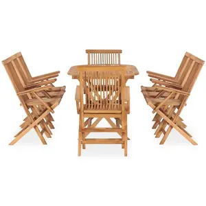 vidaXL Mobilier à dîner d'extérieur pliable 9 pcs Bois solide de teck pas cher