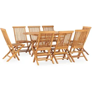 vidaXL Mobilier à dîner d'extérieur pliable 9 pcs Bois solide de teck pas cher