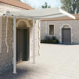vidaXL Jeu de poteaux d'auvent blanc 300x245 cm fer pas cher