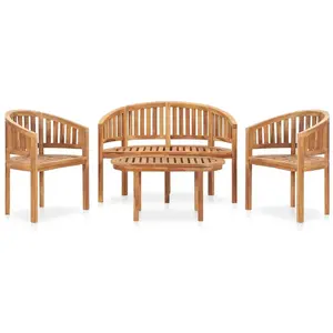 vidaXL Salon de jardin 4 pcs en forme de banane Bois de teck solide pas cher