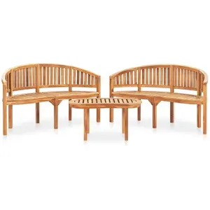 vidaXL Salon de jardin 3 pcs en forme de banane Bois de teck solide pas cher
