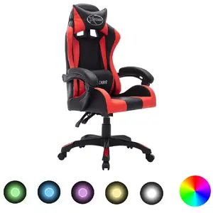 Comparateur de prix : vidaXL Fauteuil de jeux vidéo avec LED RVB Rouge et noir Similicuir