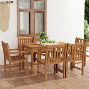 vidaXL Ensemble à manger de jardin 7 pcs Bois de teck massif pas cher