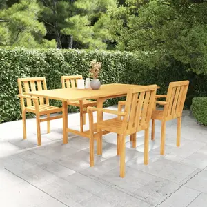 vidaXL Salon de jardin 5 pcs Bois de teck massif pas cher