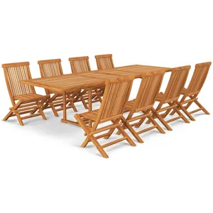 vidaXL Salon de jardin 9 pcs Bois de teck massif