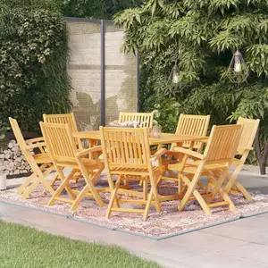 vidaXL Ensemble de salle à manger de jardin 9 pcs Bois de teck massif pas cher