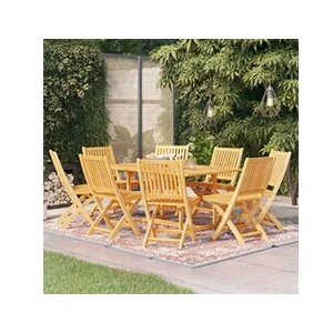 VIDAXL Ensemble de Salle à Manger de Jardin 9 pcs Table et Chaises à Dîner Mobilier de Salle à Manger de Patio Extérieur Bois de Teck Massif pas cher