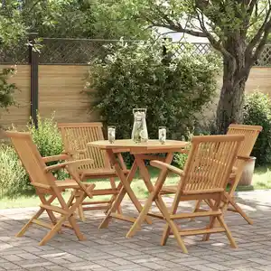 vidaXL Salon de jardin 5 pcs Bois de teck massif pas cher