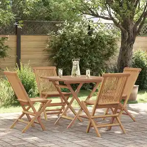 vidaXL Salon de jardin 5 pcs Bois de teck massif pas cher