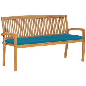vidaXL Banc empilable avec coussin - Teck pas cher