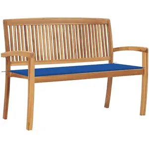 vidaXL Banc de jardin empilable et coussin 128,5cm Bois de teck massif pas cher