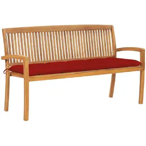 VIDAXL Banc empilable avec coussin 159 cm Bois de teck pas cher