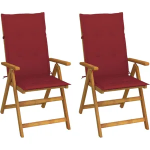 vidaXL Chaises inclinables de jardin 2 pcs avec coussins Bois d'acacia pas cher
