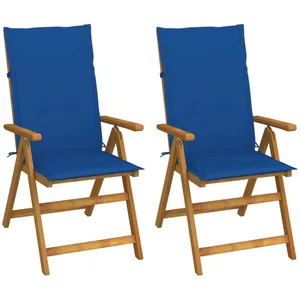 vidaXL Chaises inclinables de jardin 2 pcs avec coussins Bois d'acacia pas cher