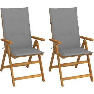 Comparateur de prix : Vidaxl - Chaises inclinables de jardin lot de 2 et coussins Bois acacia