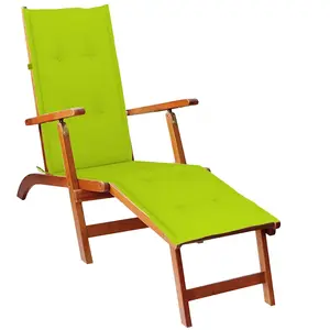 vidaXL Chaise de terrasse avec repose-pied et coussin Acacia solide pas cher