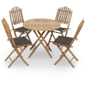 Comparateur de prix : vidaXL Mobilier à dîner d'extérieur pliable 5 pcs avec coussins Bambou
