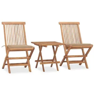 vidaXL Mobilier à dîner d'extérieur pliable avec coussin 3 pcs Teck pas cher