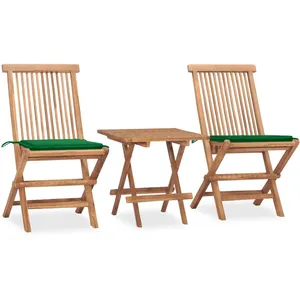 vidaXL Mobilier à dîner d'extérieur pliable avec coussin 3 pcs Teck pas cher