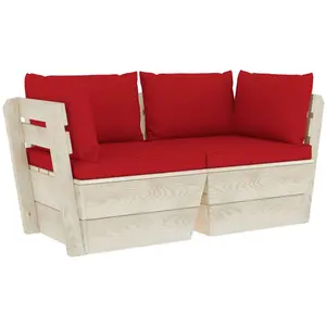 Comparateur de prix : vidaXL Canapé palette à 2 places de jardin avec coussins Bois d'épicéa