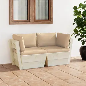 Comparateur de prix : vidaXL Canapé palette à 2 places de jardin avec coussins Bois d'épicéa