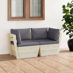 Comparateur de prix : vidaXL Canapé palette à 2 places de jardin avec coussins Bois d'épicéa