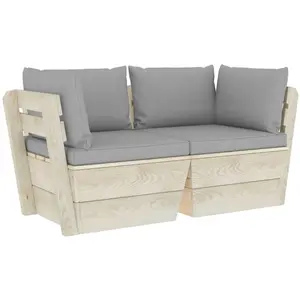 Comparateur de prix : vidaXL Canapé palette à 2 places de jardin avec coussins Bois d'épicéa