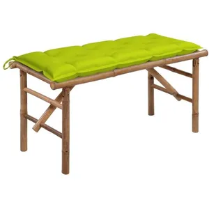vidaXL Banc de jardin pliable avec coussin 118 cm Bambou pas cher