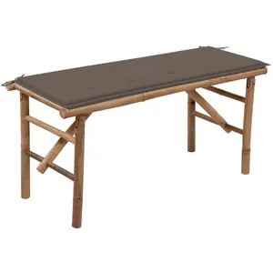vidaXL Banc de jardin pliable avec coussin 118 cm Bambou pas cher