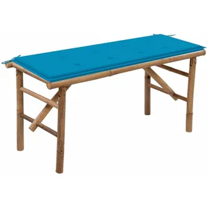 vidaXL Banc de jardin pliable avec coussin 118 cm Bambou pas cher