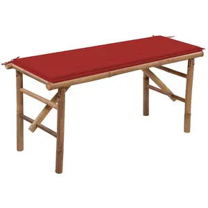 vidaXL Banc de jardin pliable avec coussin 118 cm Bambou pas cher