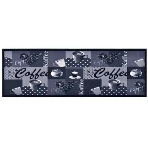Comparateur de prix : vidaXL Tapis de sol de cuisine lavable Bleu café 45x150 cm