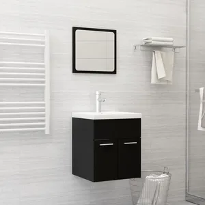 Comparateur de prix : Ensemble de meubles de salle de bain 2 pcs Noir Aggloméré Vidaxl Black