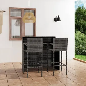 vidaXL Ensemble de bar de jardin 3 pcs Gris pas cher