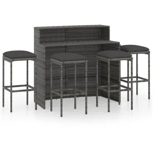 vidaXL Ensemble de bar de jardin avec coussins 5 pcs Gris pas cher