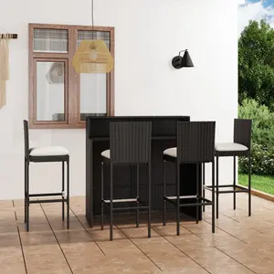 vidaXL Ensemble de bar de jardin avec coussins 5 pcs Noir pas cher