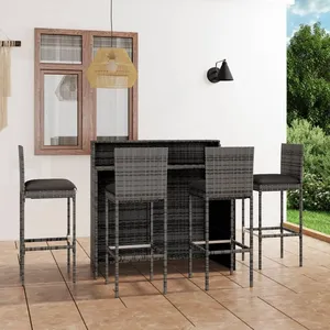 vidaXL Ensemble de bar de jardin avec coussins 5 pcs Gris pas cher