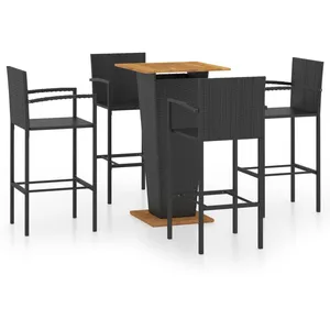 vidaXL Ensemble de bar de jardin 5 pcs Noir pas cher