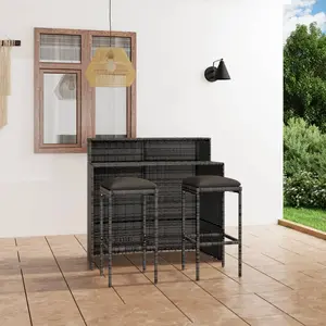 Comparateur de prix : vidaXL Ensemble de bar de jardin avec coussins 3 pcs Gris