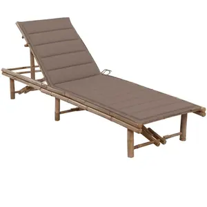 vidaXL Chaise longue de jardin avec coussin Bambou pas cher