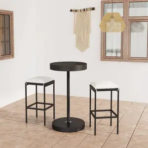 Comparateur de prix : vidaXL Ensemble de bar de jardin 3 pcs et coussins Résine tressée Noir